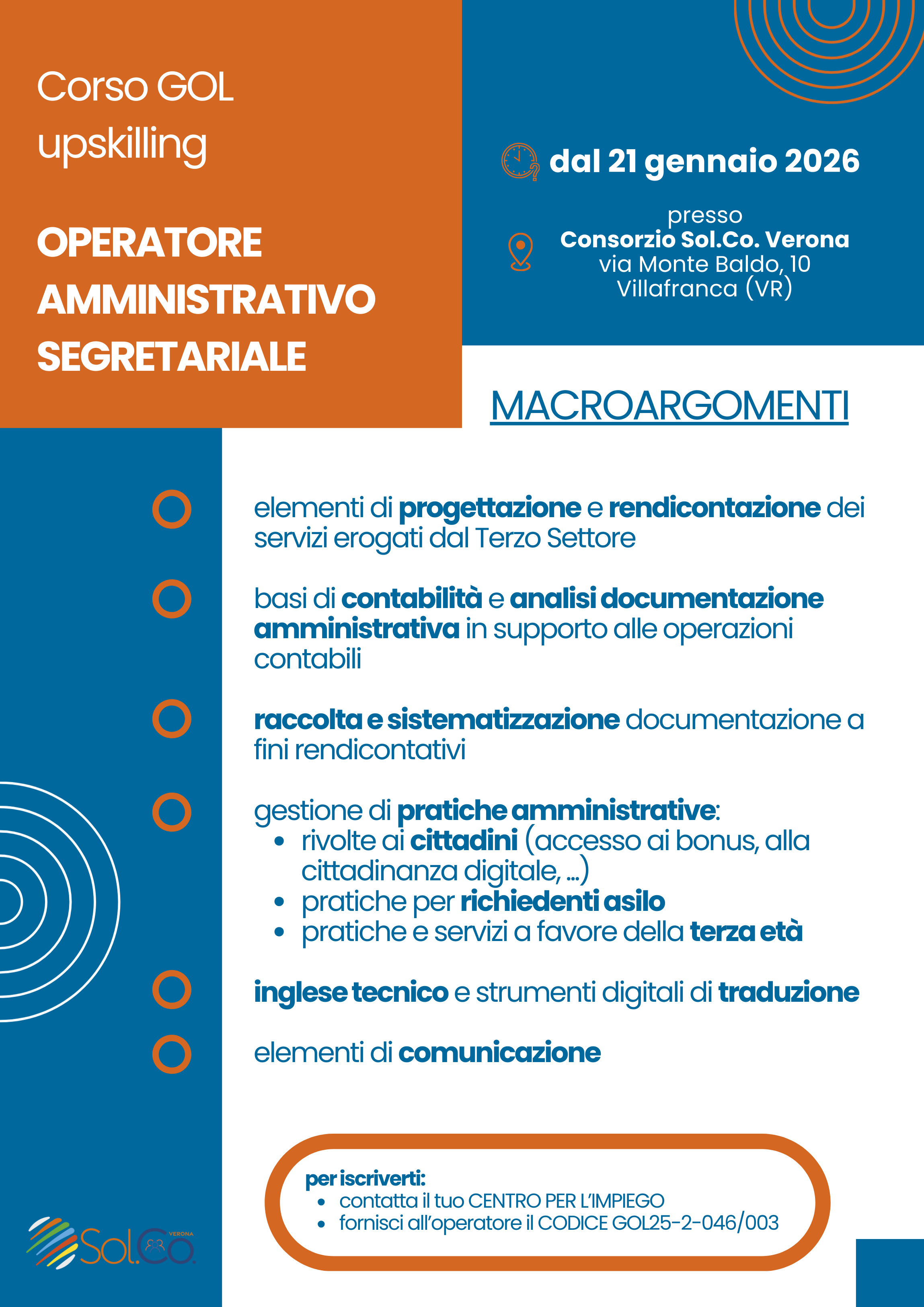 Corso GOL 2 Operatore amministrativo segretariale welfare (retro)