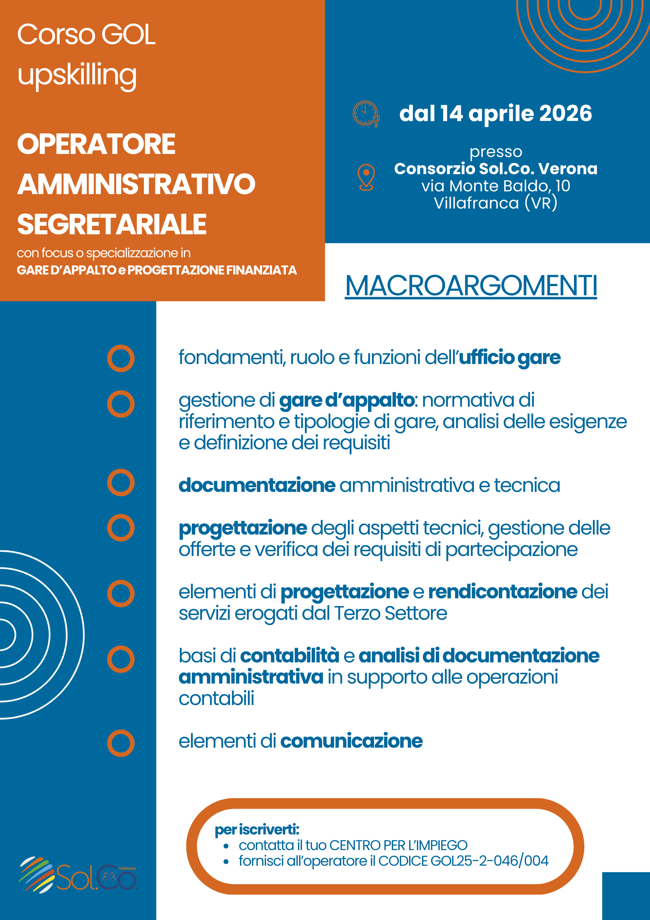 Locandina corso GOL 2 amministrazione gare appalto e progettazione 2